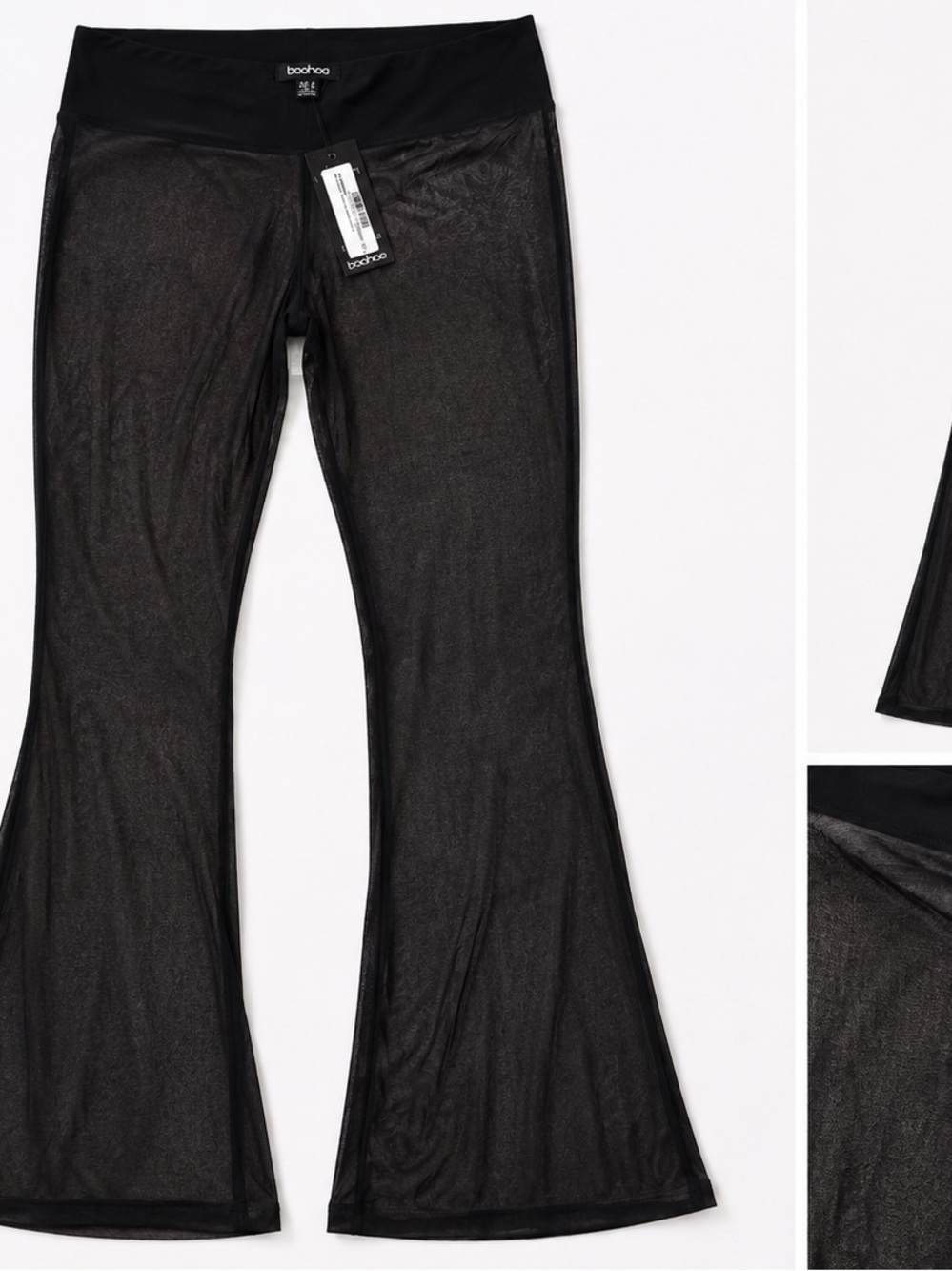 Boohoo Black Sheer Mesh Flare Pants – NWT
